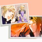  3boys armor black_gloves black_jacket blonde_hair blue_eyes blurry braid cloud_strife commentary_request crossdressing depth_of_field dress final_fantasy final_fantasy_vii final_fantasy_vii_remake final_fantasy_xv fingerless_gloves fire gloves green_eyes high_collar in-franchise_crossover jacket jewelry long_dress long_hair male_focus marehito medium_hair multiple_boys necklace open_mouth outstretched_arm own_hands_together parted_bangs pauldrons photo_(object) prompto_argentum puffy_short_sleeves puffy_sleeves purple_dress sephiroth serious shaded_face short_sleeves shoulder_armor slit_pupils smile solo spiked_hair standing translation_request twin_braids v 