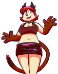 2018 4_fingers alpha_channel anthro bell bell_collar biped black_collar black_ears black_eyelashes black_eyes black_nose bottomwear breasts brown_markings brown_tail cat_tail cheek_tuft clothed clothed_anthro clothed_female clothing collar colored crop_top cute_fangs digital_drawing_(artwork) digital_media_(artwork) dipstick_tail domestic_cat eye_through_hair eyebrow_through_hair eyebrows facial_tuft felid feline felis female female_anthro fingers front_view fur fur_tuft glistening glistening_bottomwear glistening_breasts glistening_clothing glistening_hair glistening_legs glistening_skirt gloves_(marking) hair jingle_bell jingle_bell_collar long_tail mammal markings midriff navel open_:3 open_mouth pink_tongue portrait prick_ears priscilla_(kabula) red_hair shaded shirt simple_background skirt smile solo standing stratica tail tail_markings tan_body tan_fur tan_tuft teeth three-quarter_portrait tongue topwear translucent translucent_hair transparent_background tuft