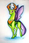 2016 arthropod changeling friendship_is_magic green_body hasbro hi_res hooves horn insect_wings lupiarts mandibles my_little_pony purple_eyes reformed_changeling solo wings