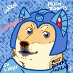  ambiguous_gender black_nose blue_eyes canine crossover dog doge english_text fur fusion looking_at_viewer machine mammal mechanical mega_man_(character) mega_man_(series) meme robot samusmmx shiba_inu solo tan_fur text video_games 