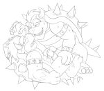 2012 anti_dev bodily_fluids bowser brumal dripping_penis duo fan_character frottage genitals hand_holding horn humanoid_genitalia humanoid_penis koopa line_art male male/male mario_bros monochrome nintendo penis scalie sex shell spiked_shell spikes spikes_(anatomy) sweat
