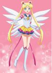  1girl bishoujo_senshi_sailor_moon bishoujo_senshi_sailor_moon_crystal blonde_hair blue_eyes blue_sailor_collar boots choker dot_nose double_bun elbow_gloves eternal_sailor_moon feathered_wings full_body gloves hair_bun heart heart_choker highres knee_boots magical_girl official_art open_mouth pink_background pink_choker promotional_art sailor_collar sailor_moon sailor_senshi sailor_senshi_uniform solo standing third-party_source tsukino_usagi twintails white_footwear white_gloves white_wings wings 