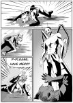absurd_res action_scene anthro arthropod bag bottomwear canid canine canis clothing comic dune_pearson gaudiestabyss27 hi_res insect jacket kemono male mammal mantis martial_arts_uniform monochrome pants raised_hand scared shishauo sportswear topwear wolf