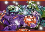  araki_hirohiko closed_eyes eyelashes freckles jojo_no_kimyou_na_bouken king_crimson_(stand) lavender_hair letterboxed lips long_sleeves lying male_focus monster non-web_source official_art on_back orange_eyes pullover purple_hair solo source_request stand_(jojo) sweater tongue tongue_out turtleneck vento_aureo vinegar_doppio wavy_mouth 
