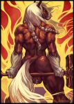 anthro balls butt equid equine genitals horn horse janrock male mammal muscular nude solo tail warrior