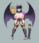 bandai_namco big_breasts breasts clothed clothing digimon digimon_(species) duo evil-count-proteus female hi_res huge_breasts human humanoid lilithmon male mammal matt_(evil-count-proteus) purple_toenails shorter_male size_difference taller_female topless topless_female