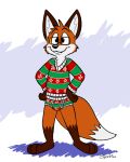 4:5 anthro black_nose blue_background briefs brown_body brown_fur christmas christmas_clothing christmas_sweater christmas_topwear clothing colored_seam_underwear detailed_background eyewear fur geekfox geekfox_(character) glasses green_briefs green_clothing green_sweater green_topwear green_underwear hadow hands_on_hips holidays male orange_body orange_fur panstless pattern_briefs pattern_clothing pattern_sweater pattern_topwear red_briefs red_clothing red_sweater red_topwear red_underwear signature simple_background smile solo striped_briefs striped_clothing striped_sweater striped_topwear stripes sweater teeth_showing topwear underwear white_background white_body white_briefs white_clothing white_fur white_seam_briefs white_seam_sweater white_seam_underwear white_sweater white_topwear white_underwear