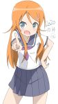  1girl blue_eyes hair_ornament hairclip highres kousaka_kirino kousaka_kirino&#039;s_school_uniform long_hair looking_at_viewer open_mouth orange_hair ore_no_imouto_ga_konna_ni_kawaii_wake_ga_nai school_uniform sechin simple_background solo white_background 