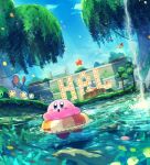  :o ^_^ absurdres artist_name awoofy bandana bandana_waddle_dee block_(object) blue_bandana blue_eyes blue_sky blush blush_stickers bug butterfly closed_eyes cloud coin colored_skin commentary_request day elfilin falling_leaves fish grass hal_laboratory highres kirby kirby_(series) kirby_and_the_forgotten_land leaf lifebuoy lying morpho_knight morpho_knight_(butterfly) moss mushroom nature no_humans nose_bubble notched_ear on_stomach open_mouth outdoors petals petals_on_liquid pink_skin plant rock scenery sky sleeping star_(symbol) star_block suyasuyabi swim_ring tree tree_stump twitter_username vines warp_star water waterfall 