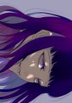  1girl colored_eyelashes from_side grey_background grey_eyes grey_lips half-closed_eyes highres hyuuga_hinata long_hair looking_ahead naruto:_the_last naruto_(series) parted_lips portrait purple_hair purple_theme rock54t sideways simple_background smile solo 