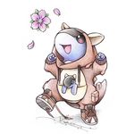  baby_kangaskhan costume cute flower hoodie itsbirdyart kangaskhan nintendo plain_background pok&#233;mon pok&eacute;mon shoes toy video_games white_background 