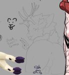 amygdahlia_(artist) anthro antlers anus backsack balls butt cervine deer drawpile genitals gesture hartswell_(amygdahlia) horn looking_at_viewer looking_back male mammal presenting presenting_anus presenting_hindquarters scar scut_tail short_tail solo tail tongue tongue_out v_sign
