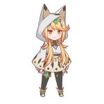  1girl alternate_costume animal_ears animal_hood blonde_hair breasts chibi disguised_pyra_(xenoblade) earrings fake_animal_ears headpiece hood hood_up hoodie jewelry long_hair mythra_(xenoblade) simple_background smile solo swept_bangs tiara white_background xenoblade_chronicles_(series) xenoblade_chronicles_2 yellow_eyes yoruusagi 