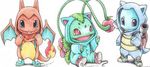  apple blastoise bulbasaur charizard charmander costume cute fruit group itsbirdyart looking_at_viewer nintendo plain_background pok&#233;mon pok&eacute;mon randy_&#039;birdy&#039;_crisologo randy_'birdy'_crisologo red_eyes shoes sneakers squirtle tongue tongue_out venusaur video_games white_background 