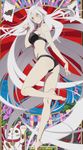  absurdly_long_hair absurdres animal_ears bakemonogatari barefoot black_bra black_hanekawa black_panties bra cat_ears hanekawa_tsubasa highres long_hair long_legs monogatari_(series) official_art panties paw_pose slit_pupils solo stitched third-party_edit underwear underwear_only very_long_hair white_hair 