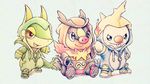  costume cute emboar group hoodie itsbirdyart nintendo oshawott pok&#233;mon pok&eacute;mon samurott serperior shoes smile snivy tepig tongue tongue_out video_games 