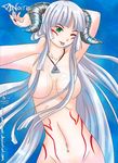  1girl green_eyes horns ice ice_queen mirage_noir noire noire_(mirage_noir) noire_ighaan solo succubus tattoo white_hair wings 
