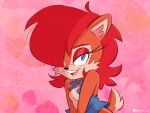 anthro archie_comics chipmunk clothing diegolo12083176 digital_media_(artwork) female fur ground_squirrel hair hi_res looking_at_viewer mammal rodent sally_acorn sciurid sega simple_background smile solo sonic_the_hedgehog_(archie) sonic_the_hedgehog_(comics) sonic_the_hedgehog_(series) tail