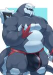 2024 anthro artist_name baxcalibur belly big_bulge big_tail black_clothing black_jockstrap black_tongue black_underwear blue_background blue_belly blue_face blue_fingers blue_peak blue_tail bulge claws clothed clothing digital_media_(artwork) dragon fingers generation_9_pokemon gradient_face grey_arms grey_body grey_chest grey_hands grey_legs grey_nipples grey_tail hi_res jockstrap jockstrap_only looking_at_viewer male multicolored_belly multicolored_clothing multicolored_jockstrap multicolored_underwear nintendo nipple_fetish nipple_pinch nipple_play nipples o-ro open_mouth overweight overweight_anthro overweight_male peak pecs pinch pokemon pokemon_(species) red_clothing red_jockstrap red_underwear signature simple_background solo standing tail tongue topless two_tone_belly two_tone_clothing two_tone_face two_tone_fingers two_tone_jockstrap two_tone_tail two_tone_underwear underwear underwear_only white_background white_belly white_face white_fingers yellow_sclera