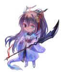  1boy black_eyes black_hair blue_eyes closed_mouth coat dragon_horns dragon_tail e.g.o_(project_moon) full_body guan_dao heterochromia high_ponytail holding holding_weapon hong_lu_(project_moon) horns huanxue limbus_company long_hair long_sleeves looking_at_viewer project_moon scales simple_background smile solo tail very_long_hair weapon white_background white_coat wide_sleeves 