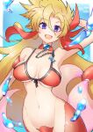  1girl blush breasts collarbone long_hair looking_at_viewer marty_(mega_man) medium_breasts mega_man_(series) mega_man_x_(manga) mega_man_x_(series) navel open_mouth purple_eyes smile solo tobitori very_long_hair 