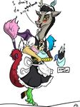  discord_(mlp) draconequus equine female fluttershy_(mlp) friendship_is_magic horse looking_at_viewer maid maid_uniform male mammal my_little_pony nightmare_moon_(mlp) pony spicyocean text 