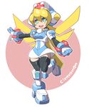  android blonde_hair boots cinnamon green_eyes hat highres long_hair nurse robot rockman rockman_x rockman_x_command_mission solo thighhighs tonami_kanji 