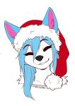 anonymous_artist anthro blue_hair christmas christmas_clothing christmas_headwear clothing fur girly hair hat headgear headwear hi_res holidays hybrid hyper_the_folf male santa_hat solo white_body white_fur