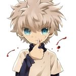  bad_id bad_pixiv_id blood blue_eyes face fingernails hunter_x_hunter junekun killua_zoldyck long_fingernails lowres male_focus solo upper_body white_background 