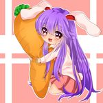  :d animal_ears bad_id bad_pixiv_id bangs bunny_ears bunny_tail carrot collared_shirt dress_shirt fang gradient_eyes koyashaka long_hair long_sleeves looking_at_viewer multicolored multicolored_eyes necktie object_hug open_mouth patterned_background pink_background pink_skirt pleated_skirt purple_hair reisen_udongein_inaba seiza shirt sitting skirt sleeve_cuffs smile solo star star-shaped_pupils symbol-shaped_pupils tail touhou very_long_hair white_shirt 