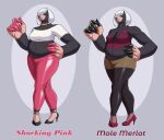 anthro badroy big_hands choker claw_fingers clawed_fingers claws clothing colored_nails dd_(badroy) eulipotyphlan female footwear hair hair_over_eyes hi_res high_heels jewelry mammal mole_(animal) nails necklace slightly_chubby solo thick_thighs topwear tube_top vinyl_legwear