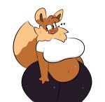 &lt;3 2024 3_fingers anthro belly belly_overhang big_belly big_breasts black_eyes blep breasts brown_body brown_fur brown_hair clothed clothing crop_top deep_navel digital_media_(artwork) eevee eyelashes female fingers fur generation_1_pokemon glistening glistening_belly glistening_body glistening_clothing glistening_hair hair hi_res legwear looking_away mammal midriff multicolored_body multicolored_fur navel neck_tuft nintendo no_pupils overweight overweight_anthro overweight_female pickles_(swallowpancakes) pokemon pokemon_(species) pokemorph shirt simple_background solo swallowpancakes tan_body tan_fur thick_thighs tongue tongue_out topwear tuft two_tone_body two_tone_fur venus_figure white_background wide_hips