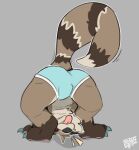 anthro bulge claws clothing hi_res male mammal paws procyonid raccoon smile smiling_at_viewer snout sodacaps solo tail teasing tongue underwear