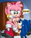 2017 abs absurd_res age_difference amy_rose anthro blush bodily_fluids boots boots_only breasts chair classic_sonic classic_sonic_(universe) clothing cunnilingus duo english_text eulipotyphlan eye_contact female footwear footwear_only furniture genitals gloves green_eyes hand_on_another&#039;s_head handwear hedgehog hi_res larger_female looking_at_another male male/female mammal mostly_nude nipples older_female oral pussy sega sex sitting size_difference small_breasts smaller_male sonic_the_hedgehog sonic_the_hedgehog_(series) sonictopfan sweat text vaginal younger_male