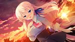  blonde_hair blue_eyes game_cg kimi_to_boku_to_no_kishi_no_hibi_(kimikishi) long_hair piriri! saionji_kei sunset 