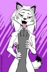 ambiguous_gender anthro arctic_fox bedroom_eyes breasts canid canine claws digital_media_(artwork) dogwash duo fangs feet female female/ambiguous foot_fetish foot_grab foot_lick foot_play fox licking mammal narrowed_eyes nipples nude seductive simple_background teeth tongue tongue_out