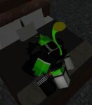 bed cuddling duo female furniture gnarpy humanoid low_res male male/female mark_(disambiguation) nude outside robloxian unknown_artist