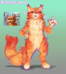 absurd_res anthro cheek_tuft chest_tuft domestic_cat dreamworks facial_tuft felid feline felis fluffy fluffy_tail fur green_eyes hand_on_hip hi_res long_tail male mammal narrowed_eyes neck_tuft nude open_mouth orange_body orange_fur puss_in_boots_(character) puss_in_boots_(dreamworks) raised_arm screencap smile solo sparkles standing star tabby_cat tail tuft wh0reybatz whiskers