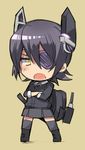  bad_id bad_pixiv_id chibi crossed_arms eyepatch headgear kantai_collection looking_at_viewer lowres machinery open_mouth purple_hair short_hair solo tenryuu_(kantai_collection) thighhighs turret yellow_eyes zagu_(grape_garden) 