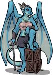 alpha_channel anthro biped blue_body bottomwear breasts clothed clothing countershade_face countershade_neck countershade_tail countershade_torso countershading dragon european_mythology female horn jam_(artist) membrane_(anatomy) membranous_wings mythological_creature mythological_scalie mythology non-mammal_breasts scalie shorts simple_background solo tail transparent_background western_dragon wings