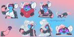 drawing drawing_tablet embrace eyewear frustrated gesture glasses heart_reaction hearts_around_head hi_res hug hyena impishhyena kissing mammal mohawk sticker_pack tablet_pen telegram telegram_sticker waving