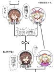  4girls double_v family_tree glasses hat implied_incest incest ips_cells keyaki_chimaki maribel_hearn mob_cap multiple_girls speech_bubble touhou translation_request usami_renko usami_sumireko v yakumo_yukari yuri 