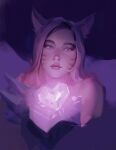  1girl aina_(mayexplode) animal_ears blonde_hair close-up cropped_torso facial_mark fox_ears fox_girl heart highres league_of_legends looking_at_viewer solo 