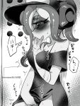  1girl artist_name bandaged_arm bandages baseball_cap black_dress cephalopod_eyes commentary_request dedf1sh dress eromame eyelashes eyes_visible_through_eyewear female_masturbation fingering greyscale hat headphones headphones_over_headwear licking_own_finger long_hair masturbation monochrome octoling off_shoulder single_bare_shoulder solo splatoon_(series) splatoon_3 splatoon_3:_side_order sunglasses sweat tentacle_hair thought_bubble translation_request twitter_username 