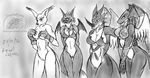  anthro breasts digimon dorumon exveemon female gatomon greyscale horn looking_at_viewer monochrome nude pegasusmon pussy sketch snowfyre standing tongue tongue_out wings 