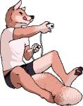  alpha_channel anthro big_tail canine clothed clothing controller dog feet fuzz fuzzle fuzzlemint game_controller gaming low_res male mammal mintydog mintyfuzz nintendo nintendo_controller nunchuck paws shorts solo tongue tongue_out underwear video_games wii wii_remote 