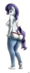  absurd_res anthro anthrofied blue_eyes breasts butt clothing derpah equine female friendship_is_magic hair hi_res horn horse mammal my_little_pony panties plain_background pony purple_hair rarity_(mlp) side_boob solo standing tears underwear unicorn white_background 