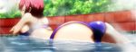  1girl ass back bikini breasts eyes_closed large_breasts lying maken-ki! red_hair shinatsu_azuki short_hair solo swimsuit water 
