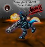  abraxis_(snowfyre) anthro armor black_fur blue_fur canine explosion fur jackal lucario male mammal minigun nintendo pok&#233;mon pok&eacute;mon red_eyes snowfyre unreal_tournament video_games war weapon 