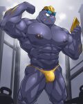 abs biceps bulge clothing generation_1_pokemon hi_res humanoid machoke maldu male muscular muscular_humanoid muscular_male muscular_thighs nintendo nipple_piercing nipples pecs piercing pokemon pokemon_(species) ryuji_kaiyo solo underwear